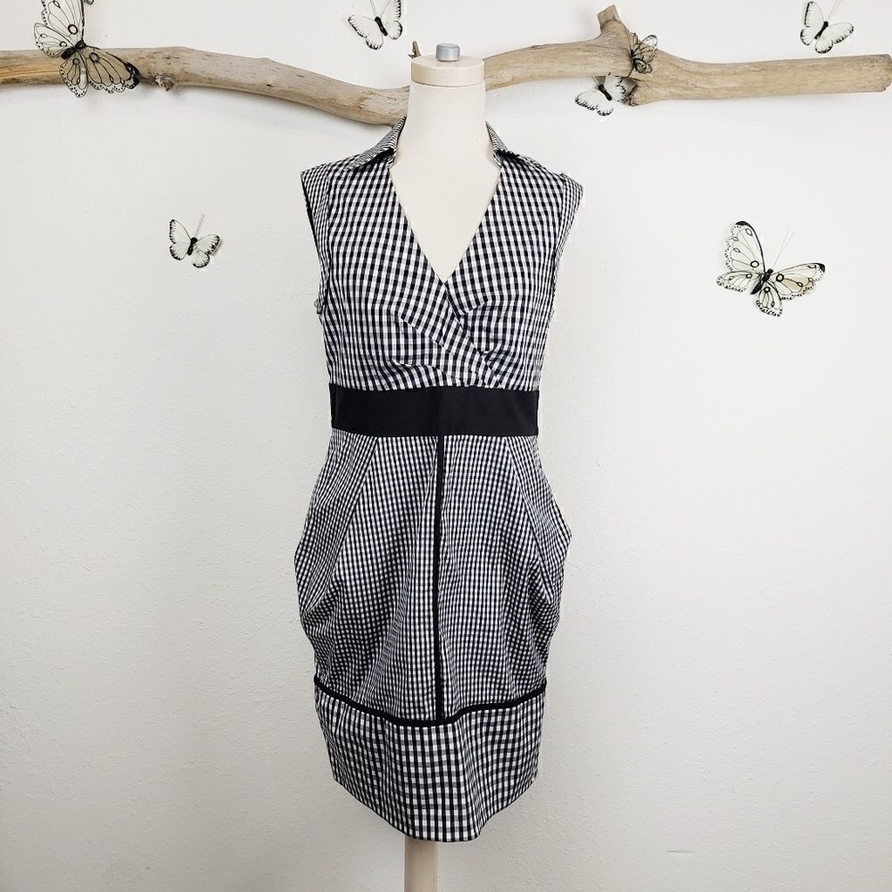 Karen Millen black and white gingham pencil dress